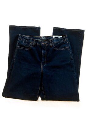 NYDJ Womens Style 7150DR Boot Cut Blue Jeans Size 12 Dark Wash Crystal Pocket